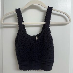 Top Shop Navy Blue Crochet Women's Top